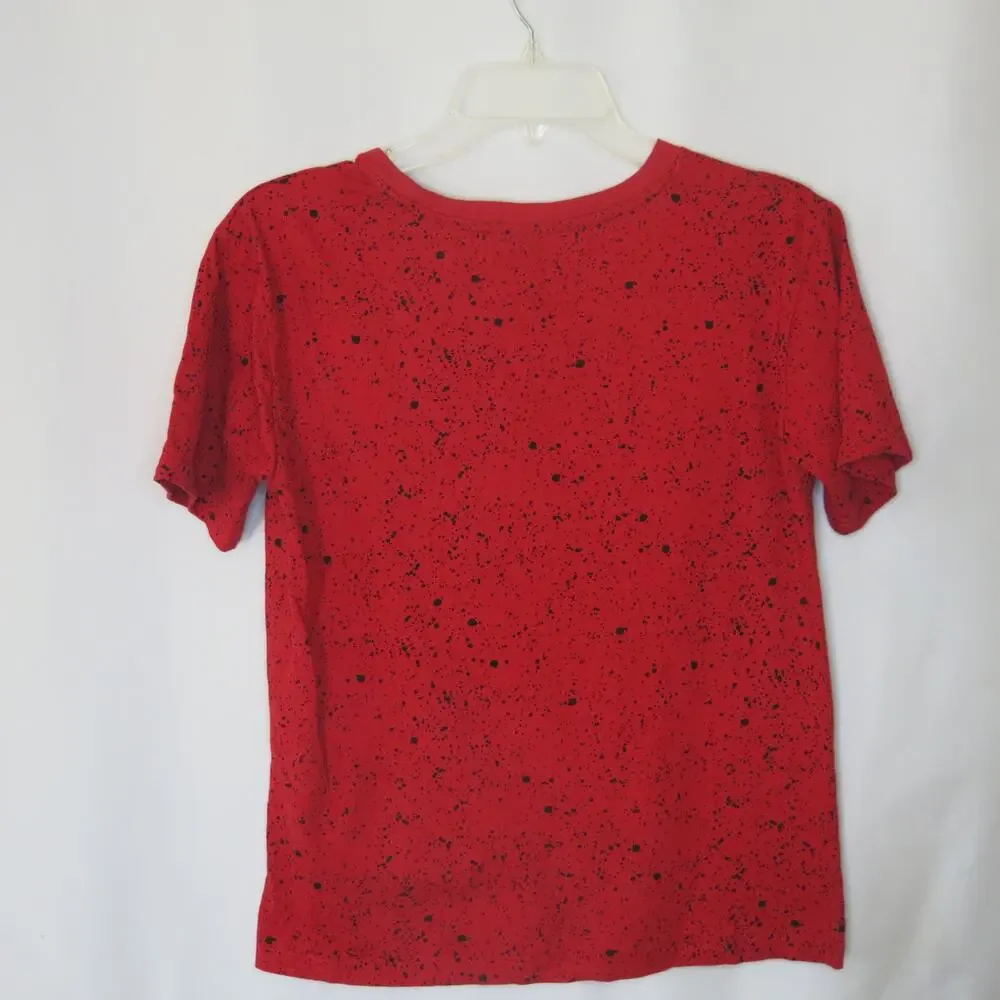 QUAD SEVEN T Shirt Size 16/18 Boy Paint Splatter Red Black School Casual Skater